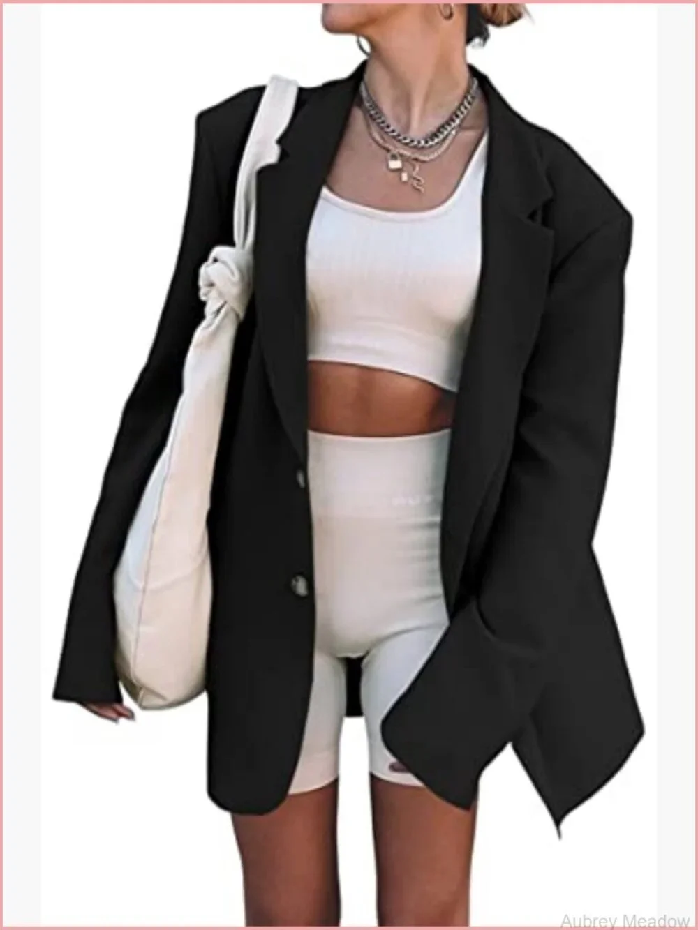 Oversized Open Front Blazer Work Office Jacket Long Sleeve Lapel